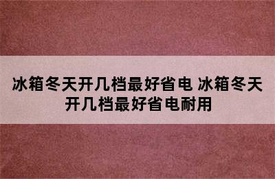 冰箱冬天开几档最好省电 冰箱冬天开几档最好省电耐用